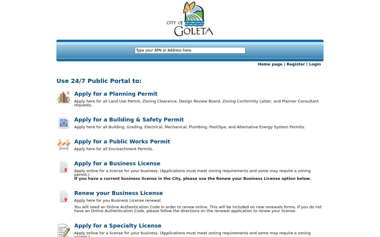 Goleta residents directory city permit portal